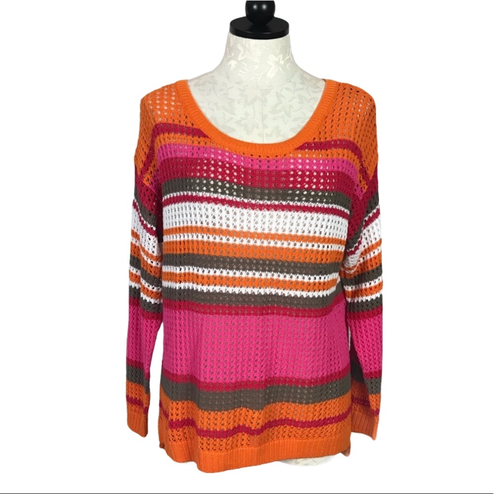 Eight Eight Eight Open Knit Sweater Women Sz L Nwt